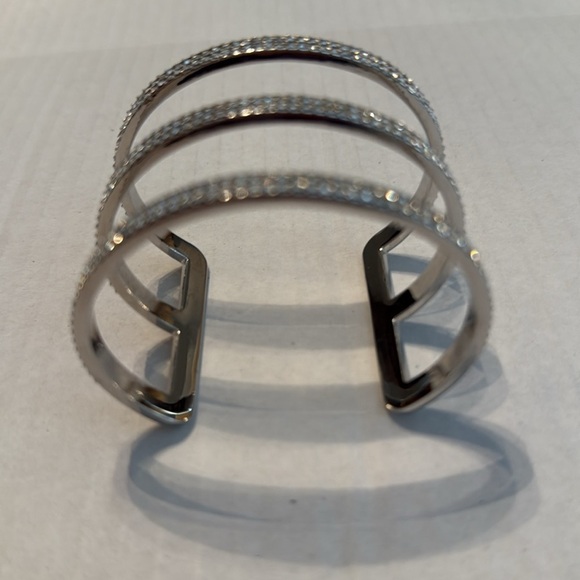 Vince Camuto Silver 3-Row Pave Cuff Bracelet One Size - Picture 2 of 9